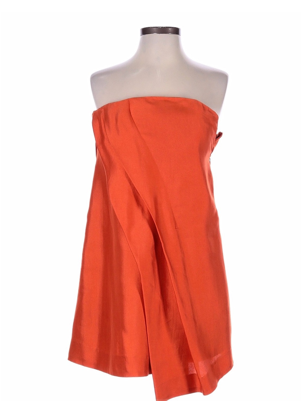 Chloe Strapless Silk Mini Dress in Vibrant Orange